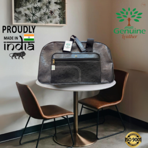AseGenuineLeather Duffle Black Bag