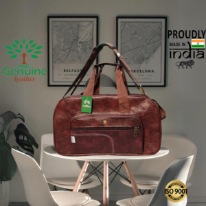 AseGenuineLeather Duffle Brown Bag