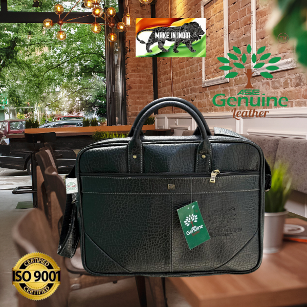 AseGenuineLeather Laptop Bag Black colour - Image 3